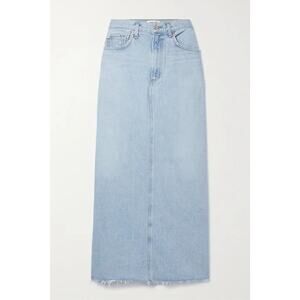 AGOLDE  Net Sustain Hilla Frayed Organic Cotton Maxi Skirt - 28 Light Denim